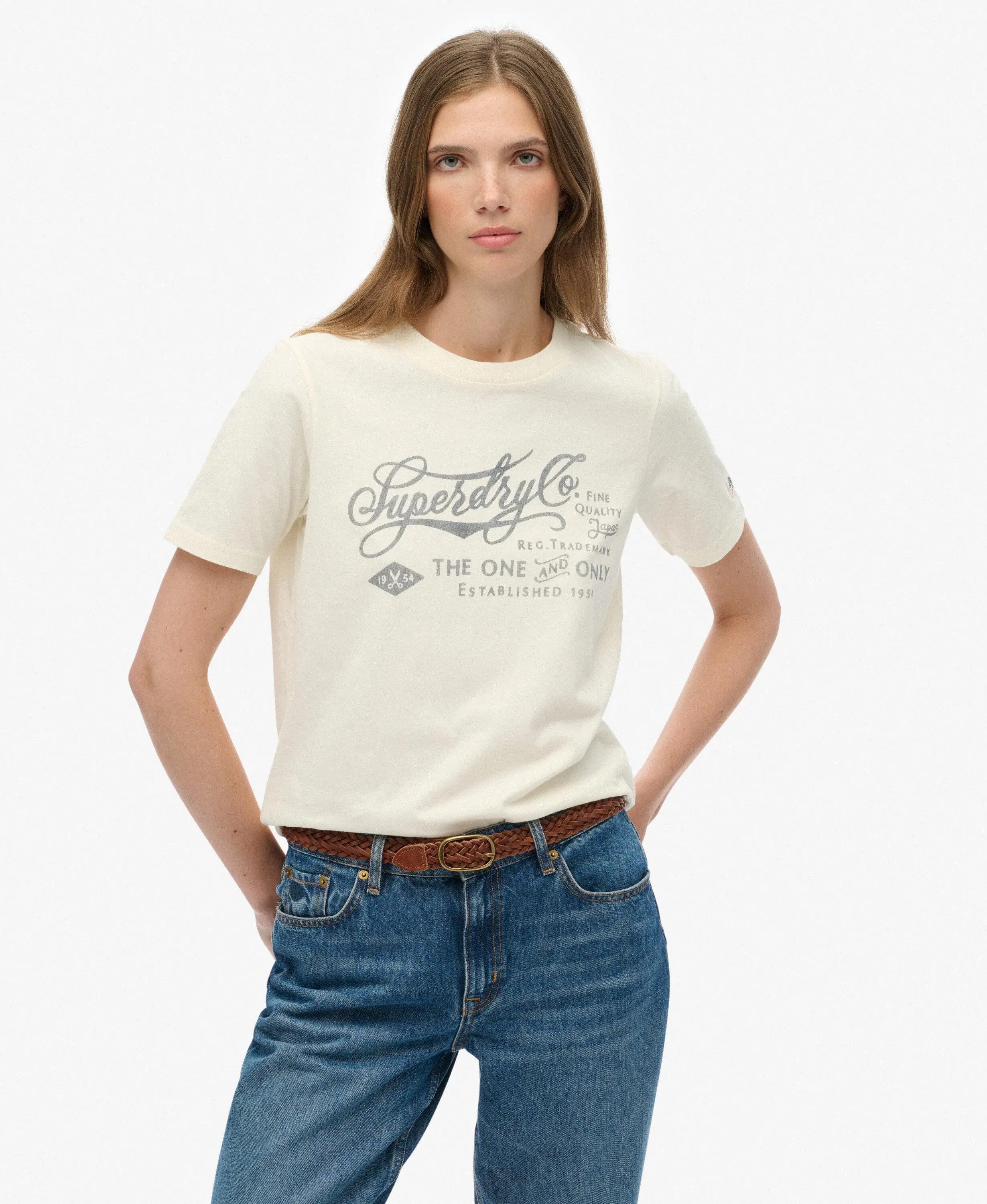 superdry Industry Workwear Relaxed T‑Shirt in cotone biologico crema 2/7