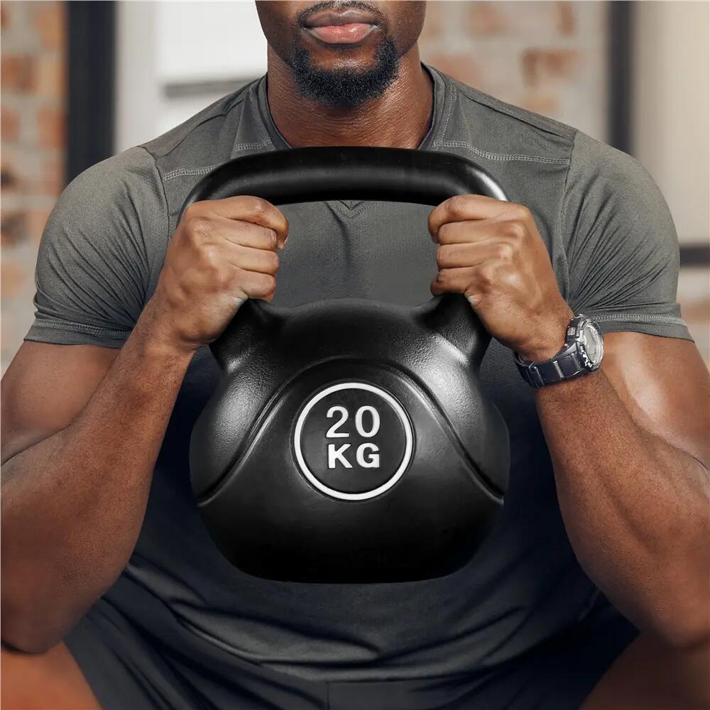 Pesa rusa kettlebell 20 kg de HDPE para gimnasio en casa, negro 9/12