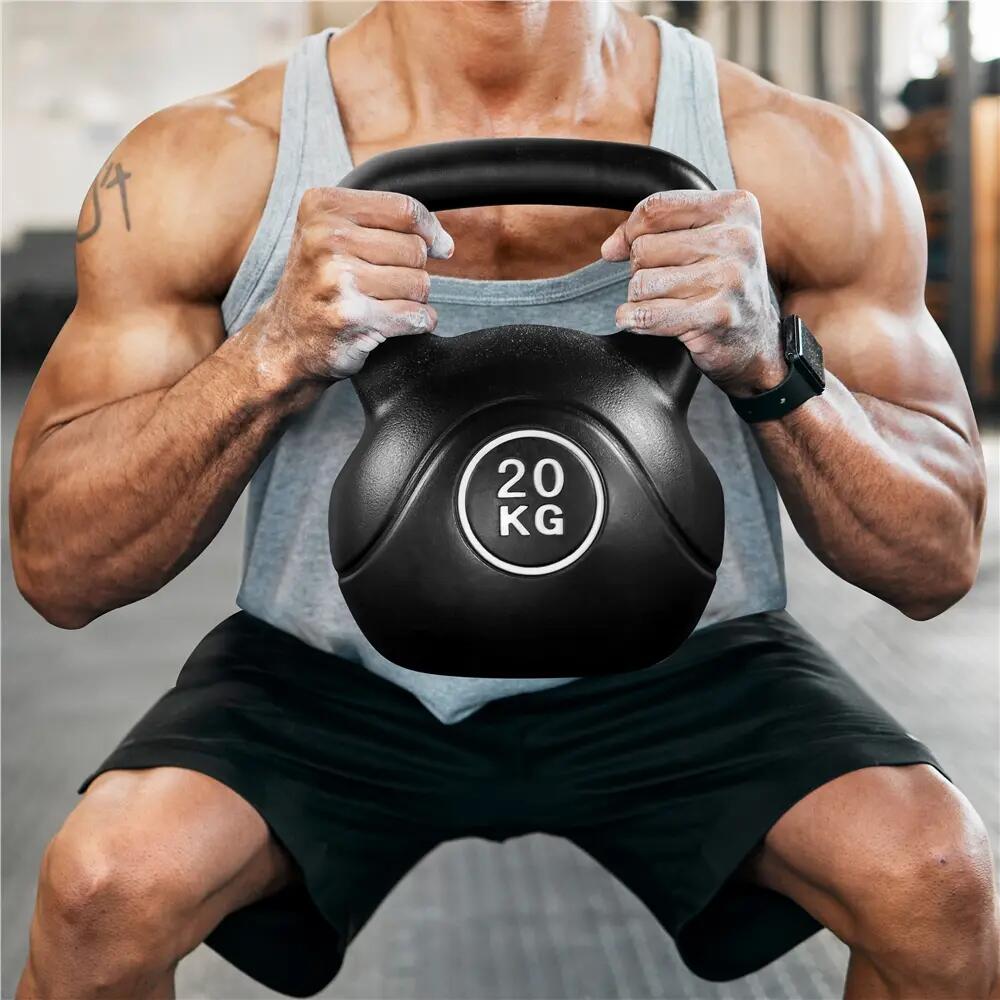 Pesa rusa kettlebell 20 kg de HDPE para gimnasio en casa, negro 11/12
