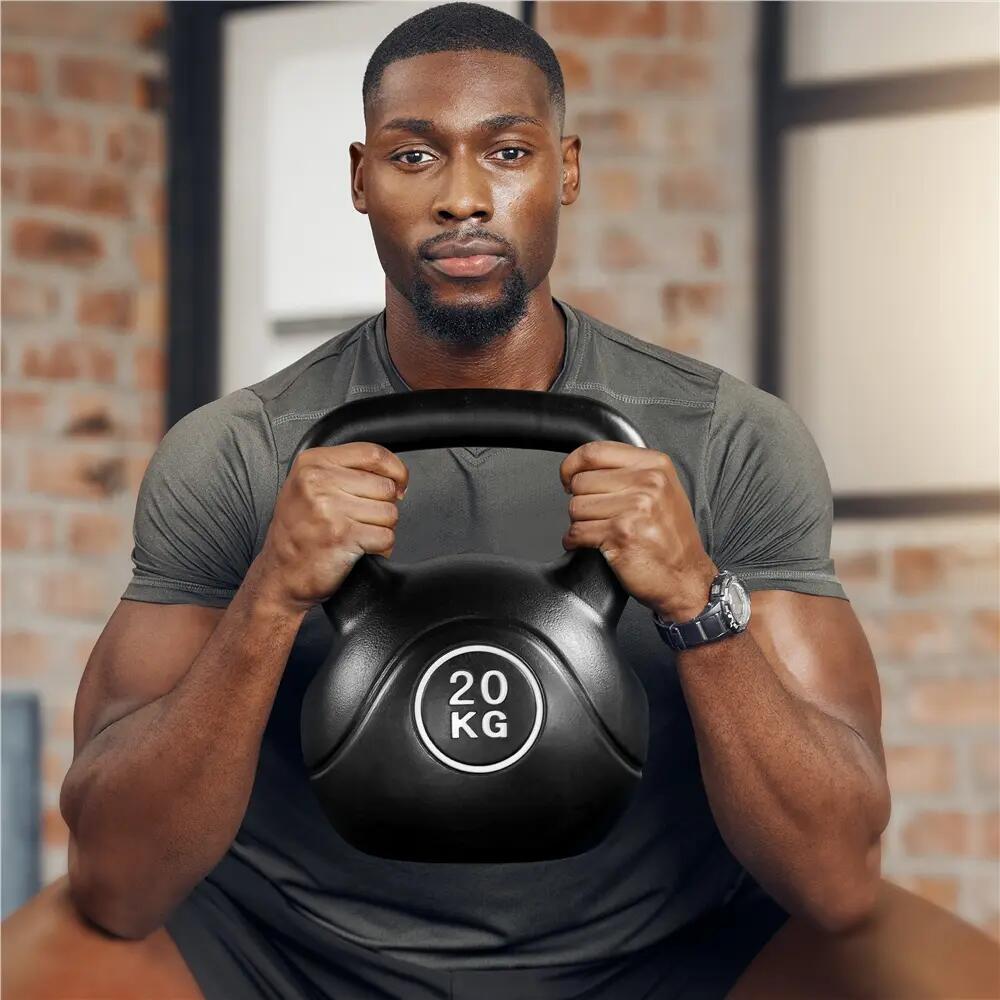 Pesa rusa kettlebell 20 kg de HDPE para gimnasio en casa, negro 10/12