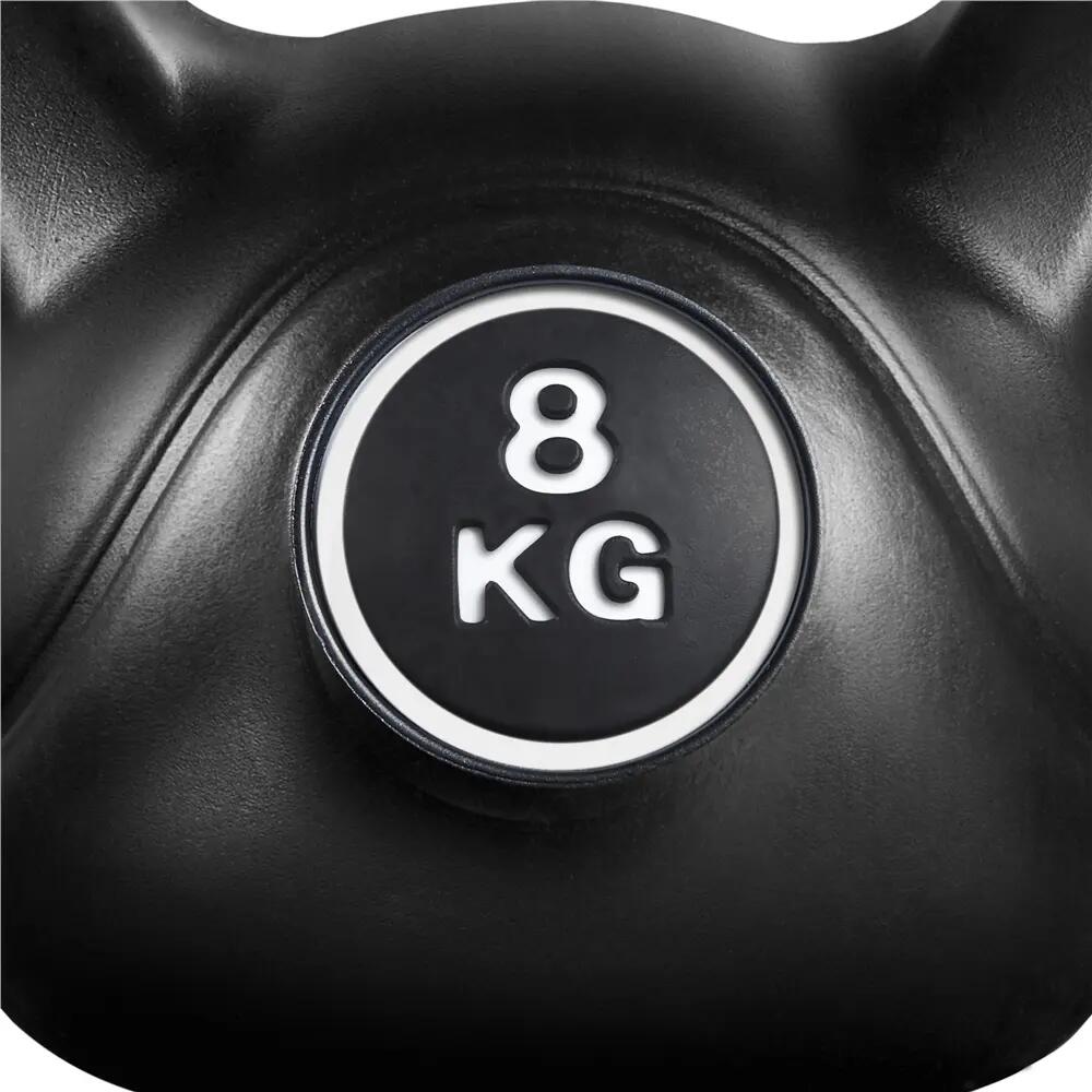 Pesa rusa kettlebell 8 kg de HDPE para gimnasio en casa, negro 10/12