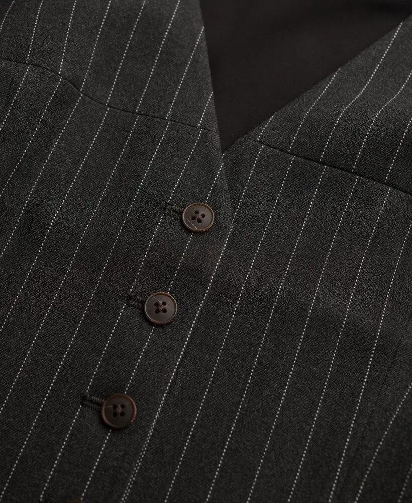 superdry Colete Pinstripe slim fit em Charcoal Pinstripe 6/7