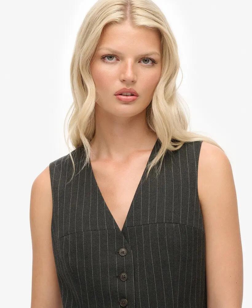 superdry Colete Pinstripe slim fit em Charcoal Pinstripe 4/7