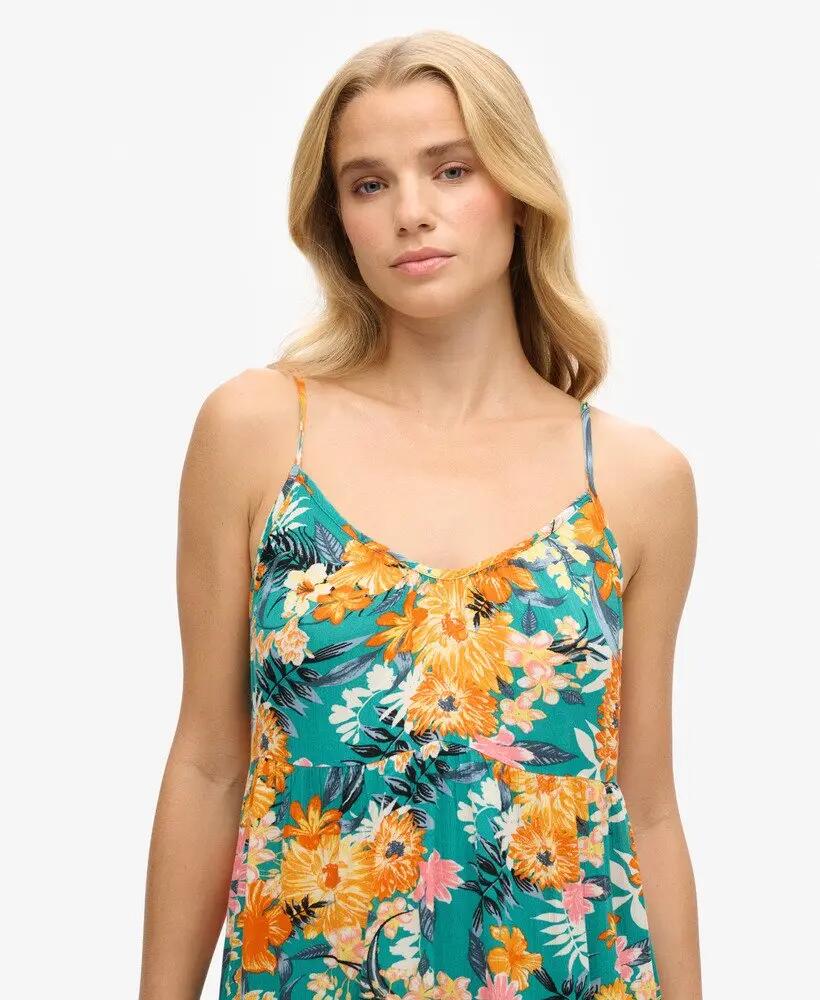 superdry Mini Cami Beach Dress van viscose – Bali Blue Anemone 4/7