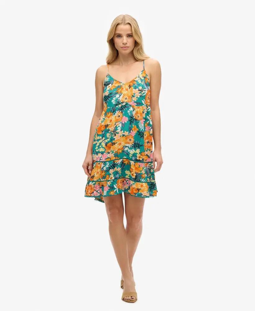 superdry Mini Cami Beach Dress van viscose – Bali Blue Anemone 2/7