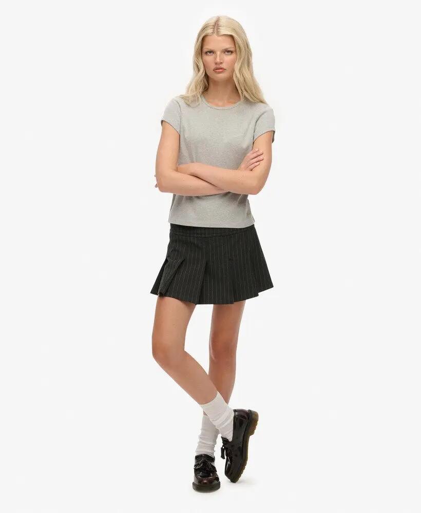 superdry Minifalda plisada Pinstripe – Charcoal Pinstripe 2/7