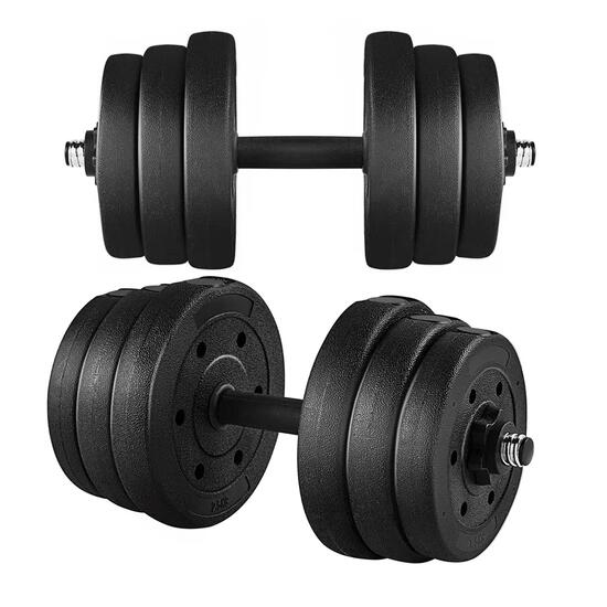 Kit d'haltères musculation réglables 25 kg avec plaques fitness noir
