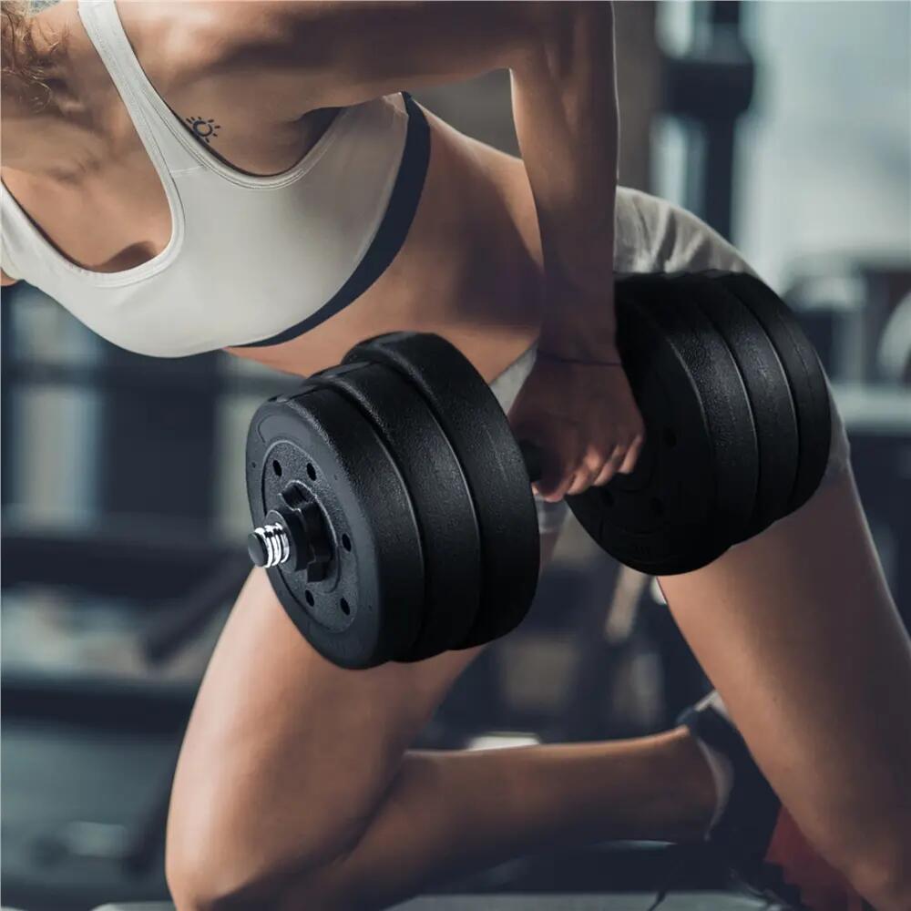 Kit d'haltères musculation réglables 25 kg avec plaques fitness noir 5/9