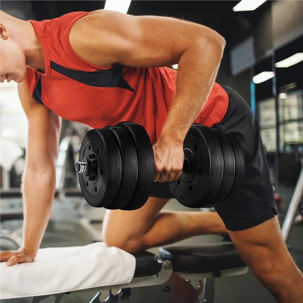 Kit d'haltères musculation réglables 25 kg avec plaques fitness noir 4/9