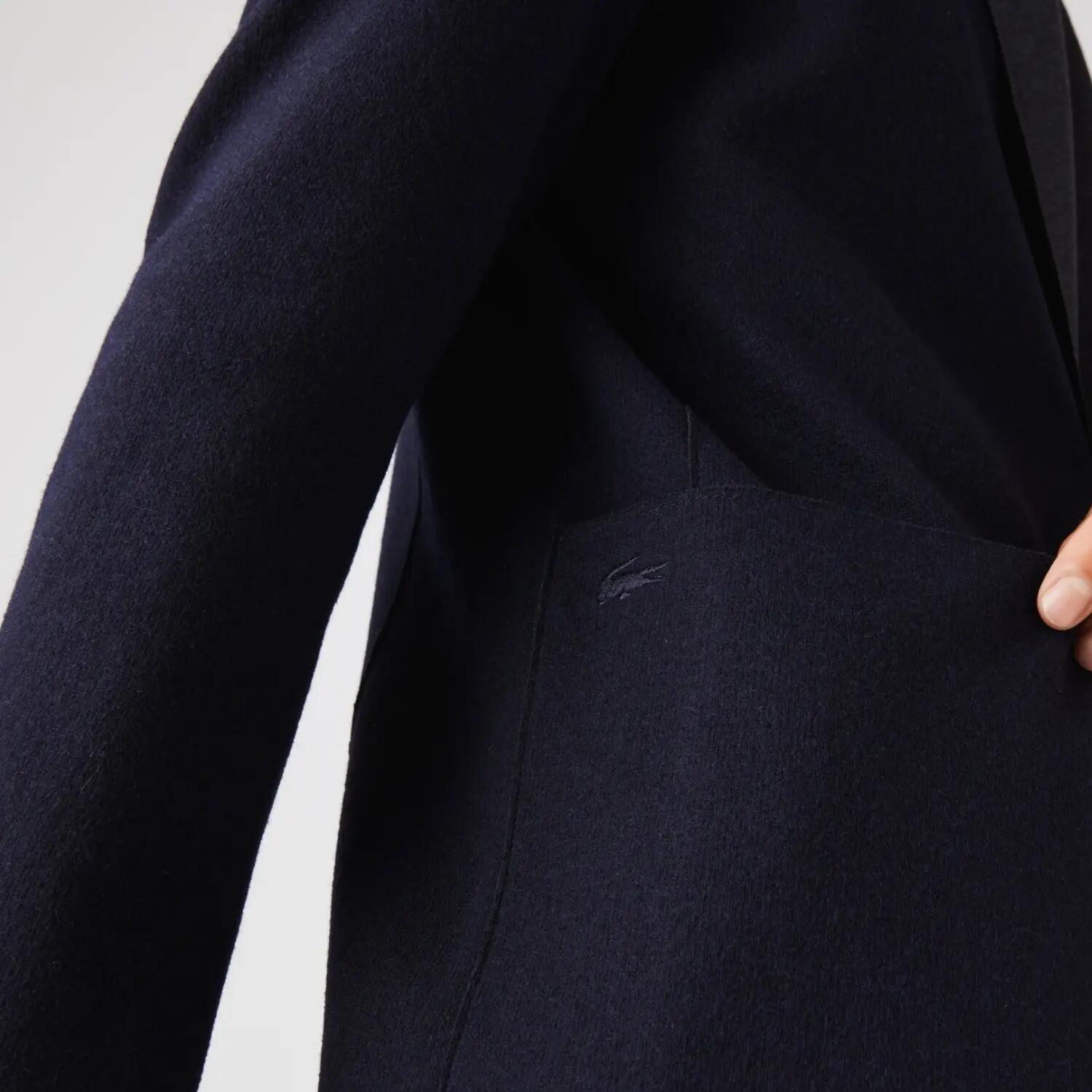 Sweter turystyczny męski Lacoste VH3495 wełniany granatowy blazer 5/6