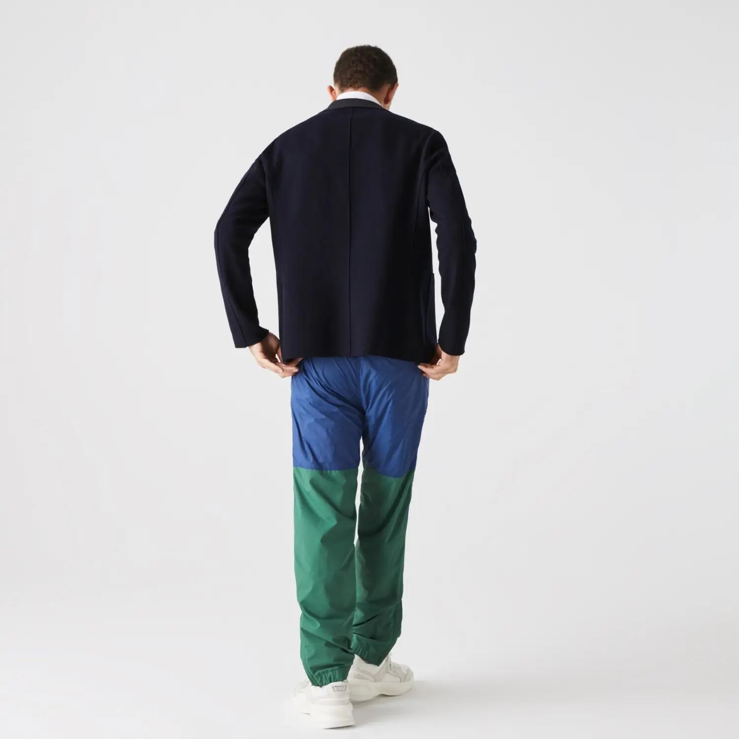Sweter turystyczny męski Lacoste VH3495 wełniany granatowy blazer 3/6