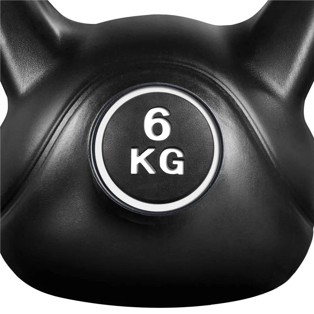 Pesa rusa kettlebell 6 kg de HDPE para gimnasio en casa, negro 8/12