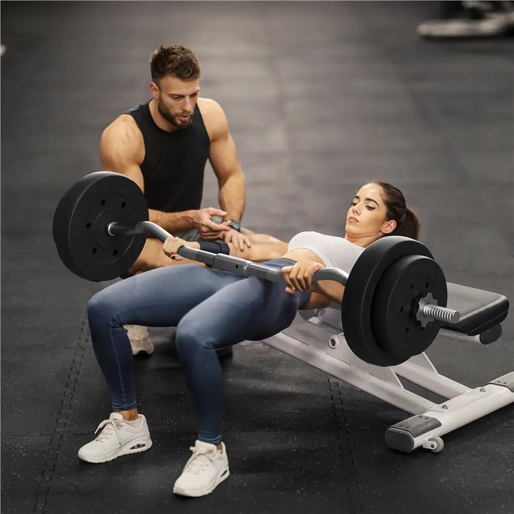 25 kg Langhantel SZ-Stange mit 6 Scheiben für Krafttraining, Schwarz 3/9