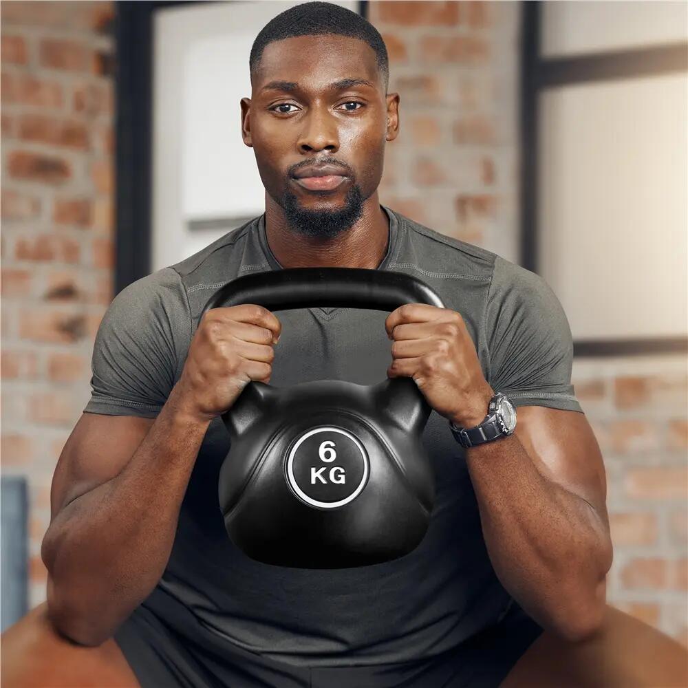 Pesa rusa kettlebell 6 kg de HDPE para gimnasio en casa, negro 11/12
