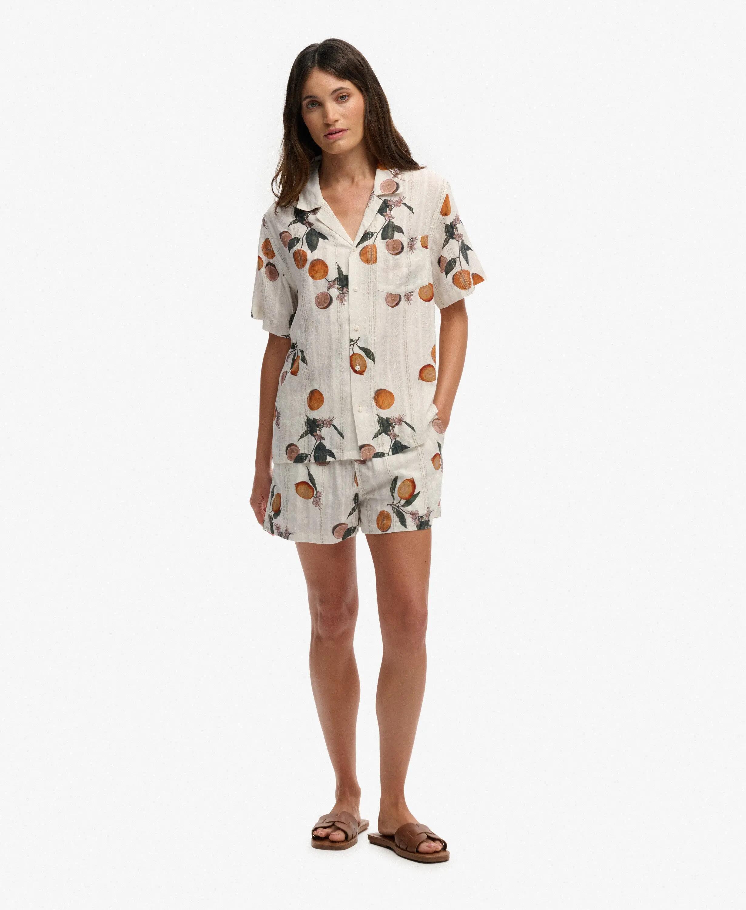 superdry Camicia maniche corte Beach Printed in cotone-viscosa – Citrus Cream 4/7
