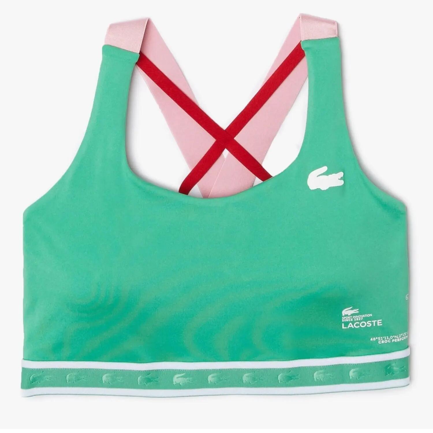 Top sportivo Lacoste Sport verde aderente con spalline incrociate 4/5