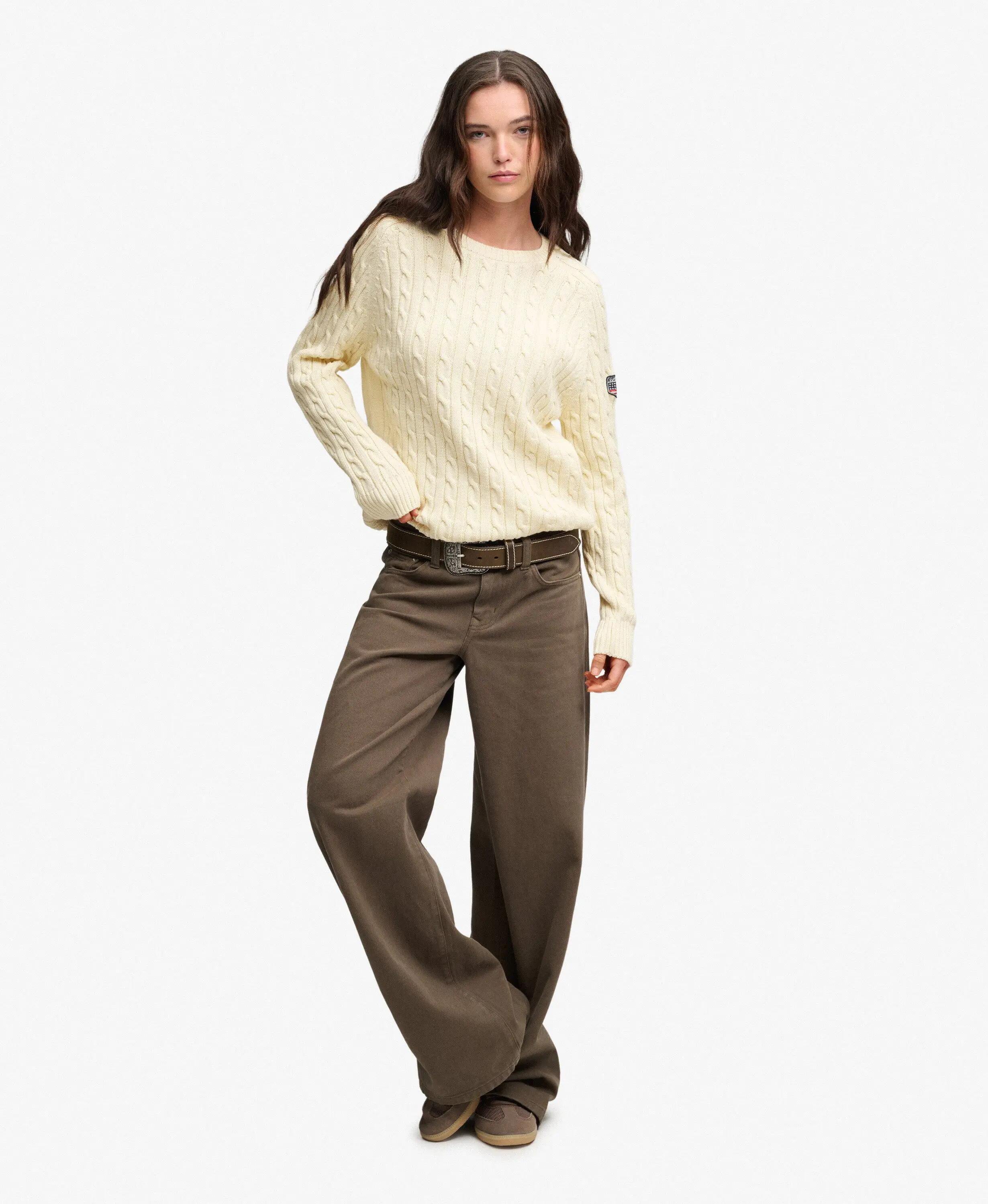 superdry Slouchy Cable Knit Pullover – 100% Bio-Baumwolle, lockere Passform 3/5