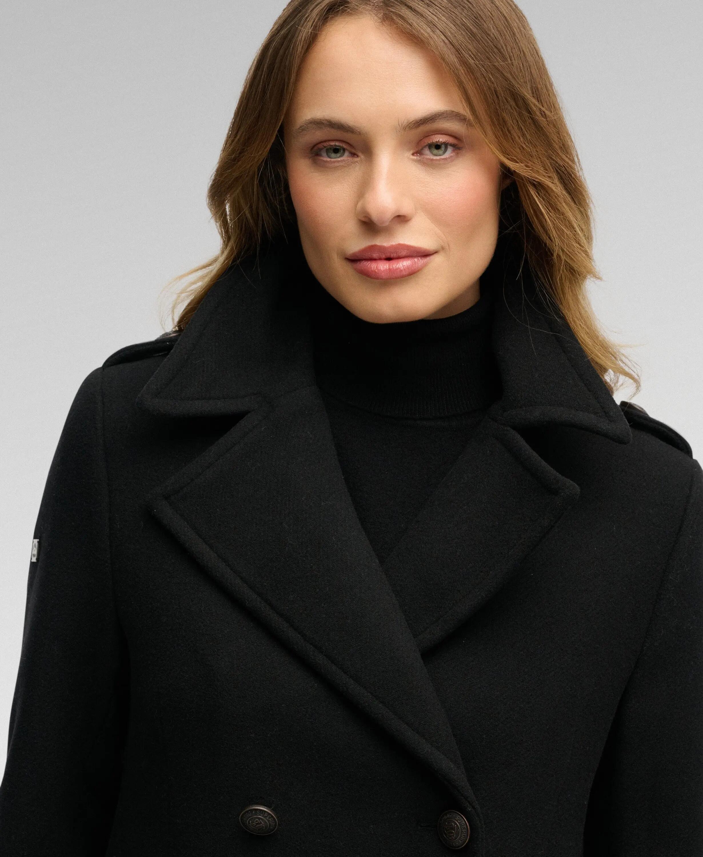 superdry Manteau croisé en mélange laine – Coupe slim, noir 4/6