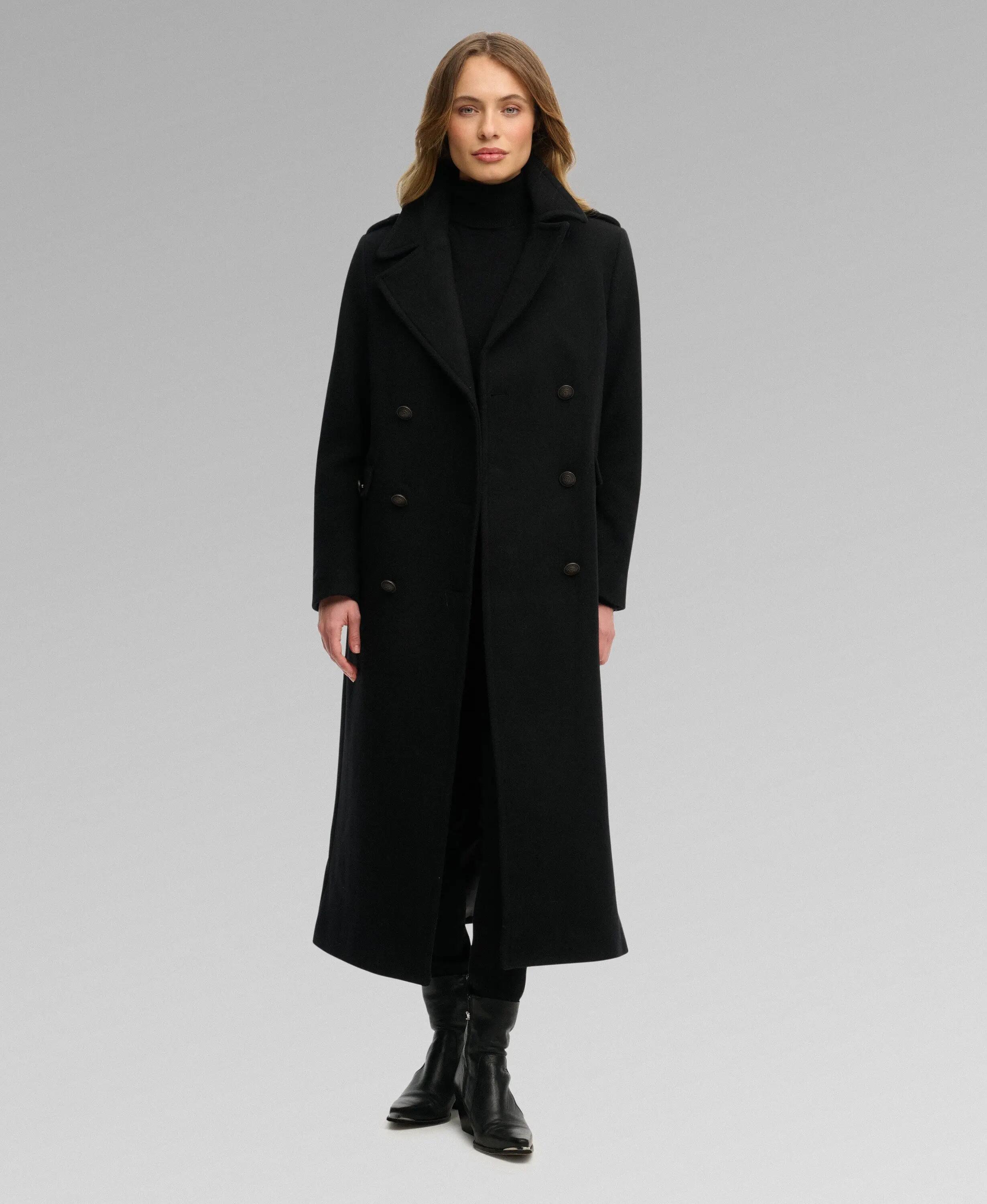superdry Manteau croisé en mélange laine – Coupe slim, noir 2/6