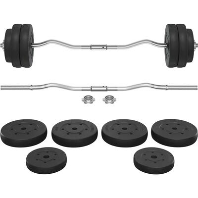 Bilanciere curl da 30 kg con dischi in ghisa nero