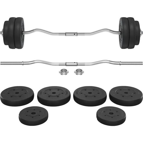 Bilanciere curl da 30 kg con dischi in ghisa nero