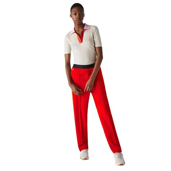 Pantalon de survêtement Lacoste pour femme avec bandes - Rouge
