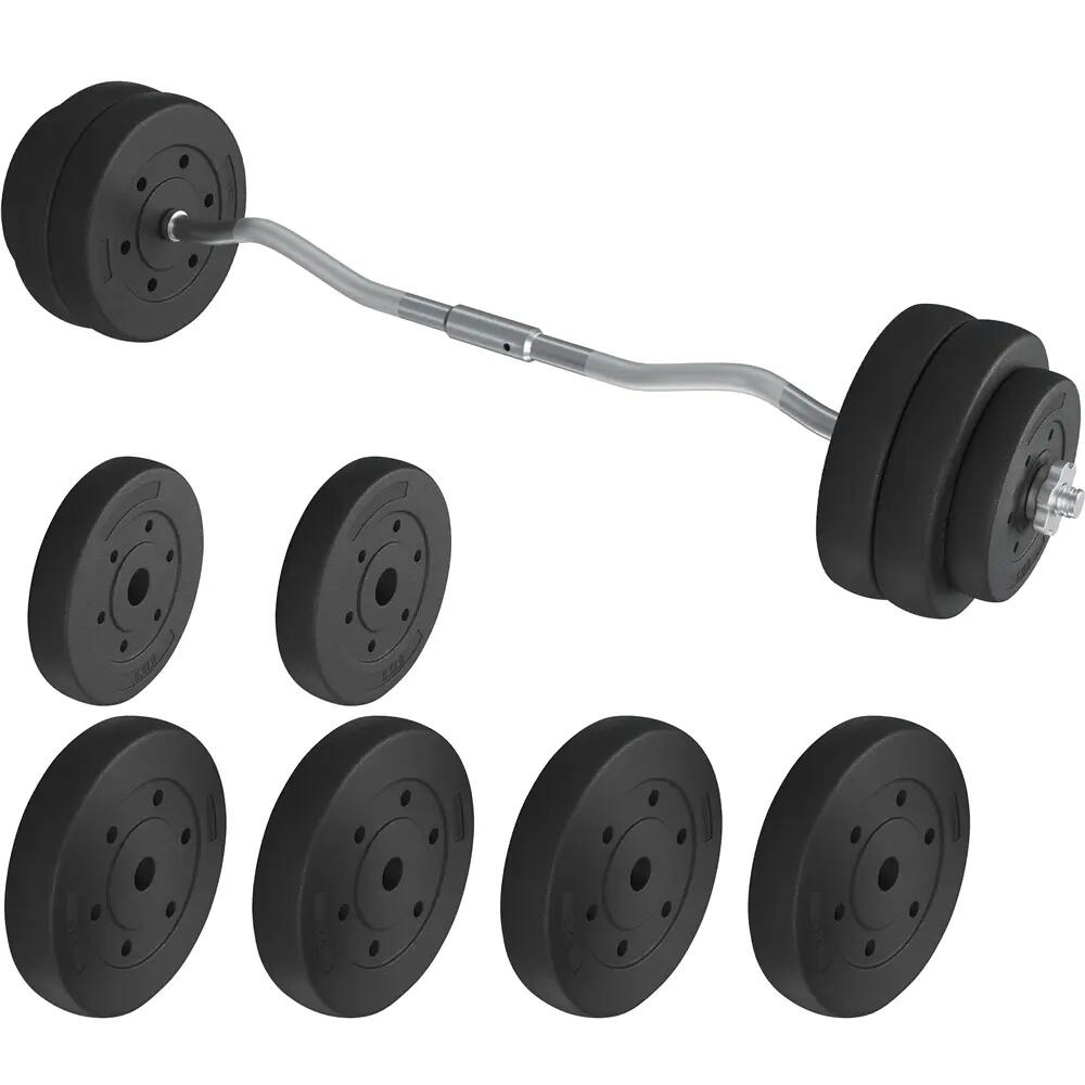 Bilanciere curl da 30 kg con dischi in ghisa, nero 3/7