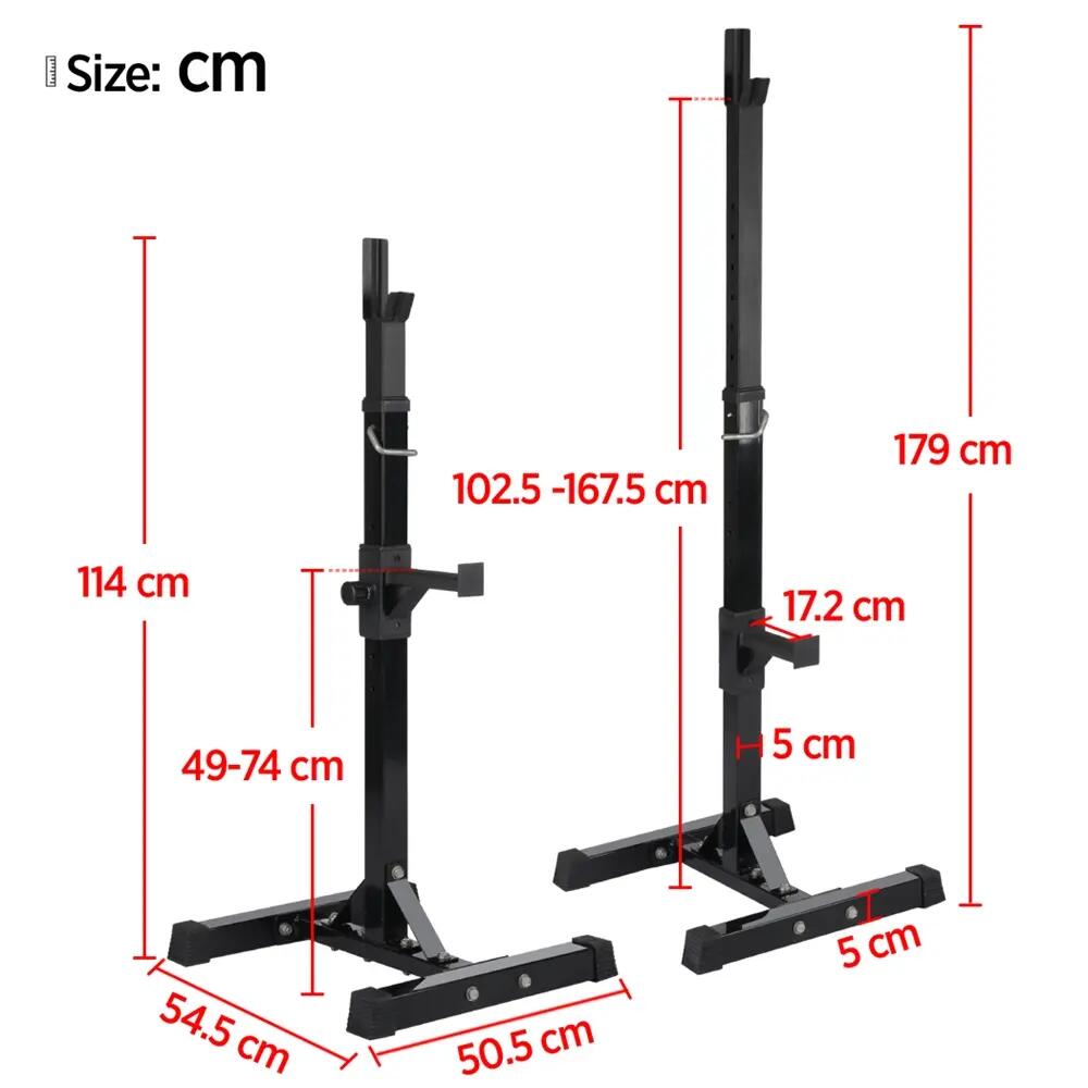 Soporte de sentadillas ajustable para barra de pesas, carga 250kg, negro 2/7