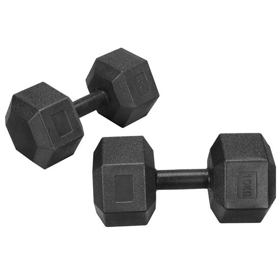 Paire d'haltères de 10 kg kit dumbbell de musculation fitness noir