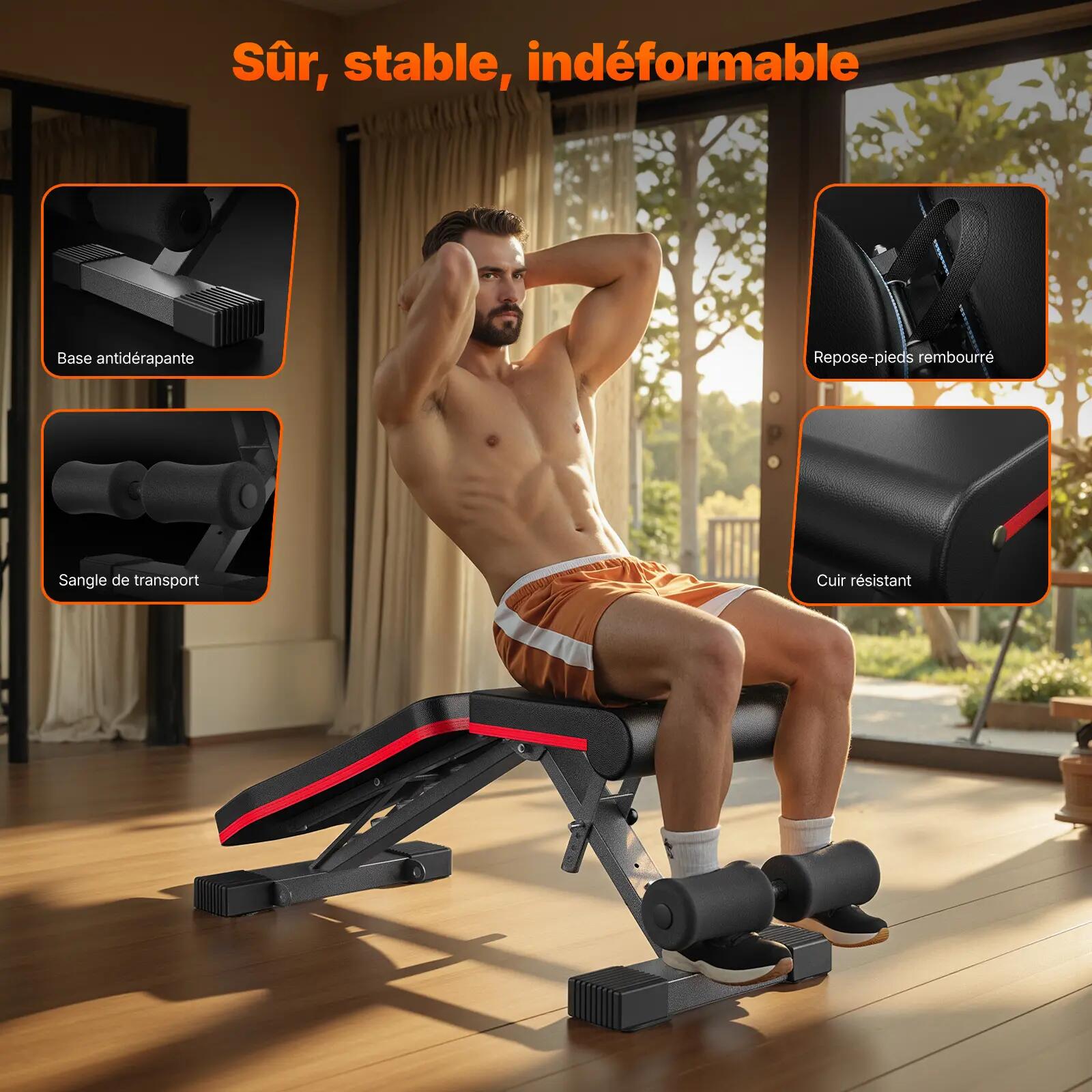 Banc de Musculation Pliable, 450 Kg, Banc d'Entraînement Multifonctionnel 7/7