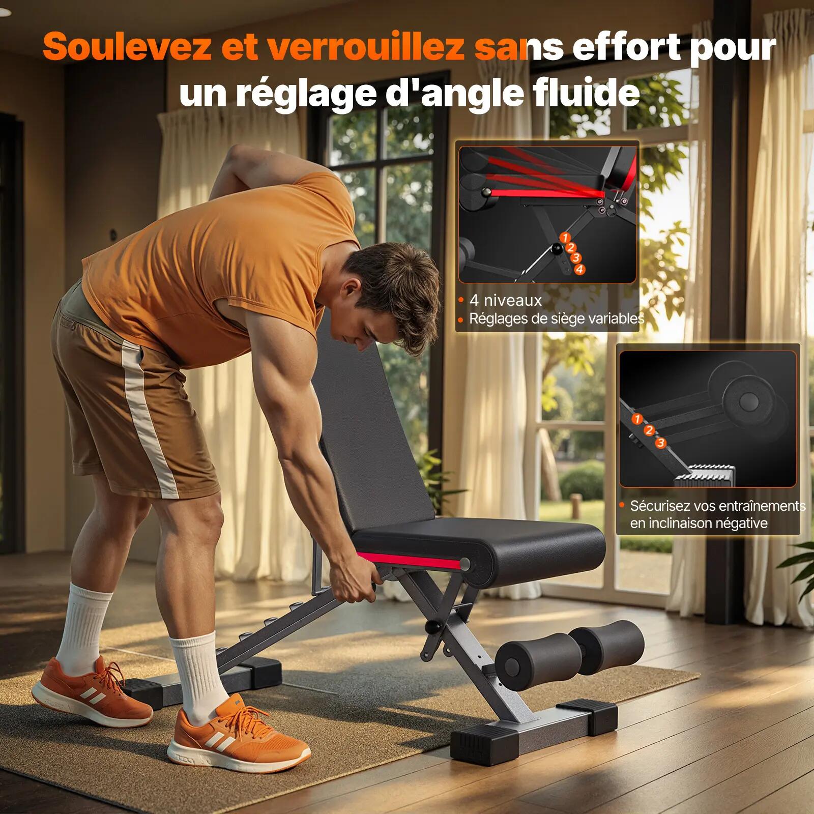 Banc de Musculation Pliable, 450 Kg, Banc d'Entraînement Multifonctionnel 6/7