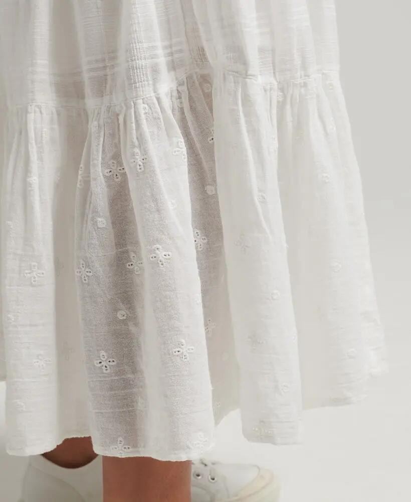 superdry Vestido maxi Vintage Lace Cami em algodão branco 5/6