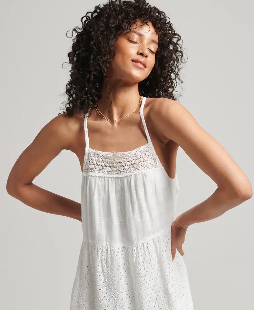 superdry Vestido maxi Vintage Lace Cami em algodão branco 4/6