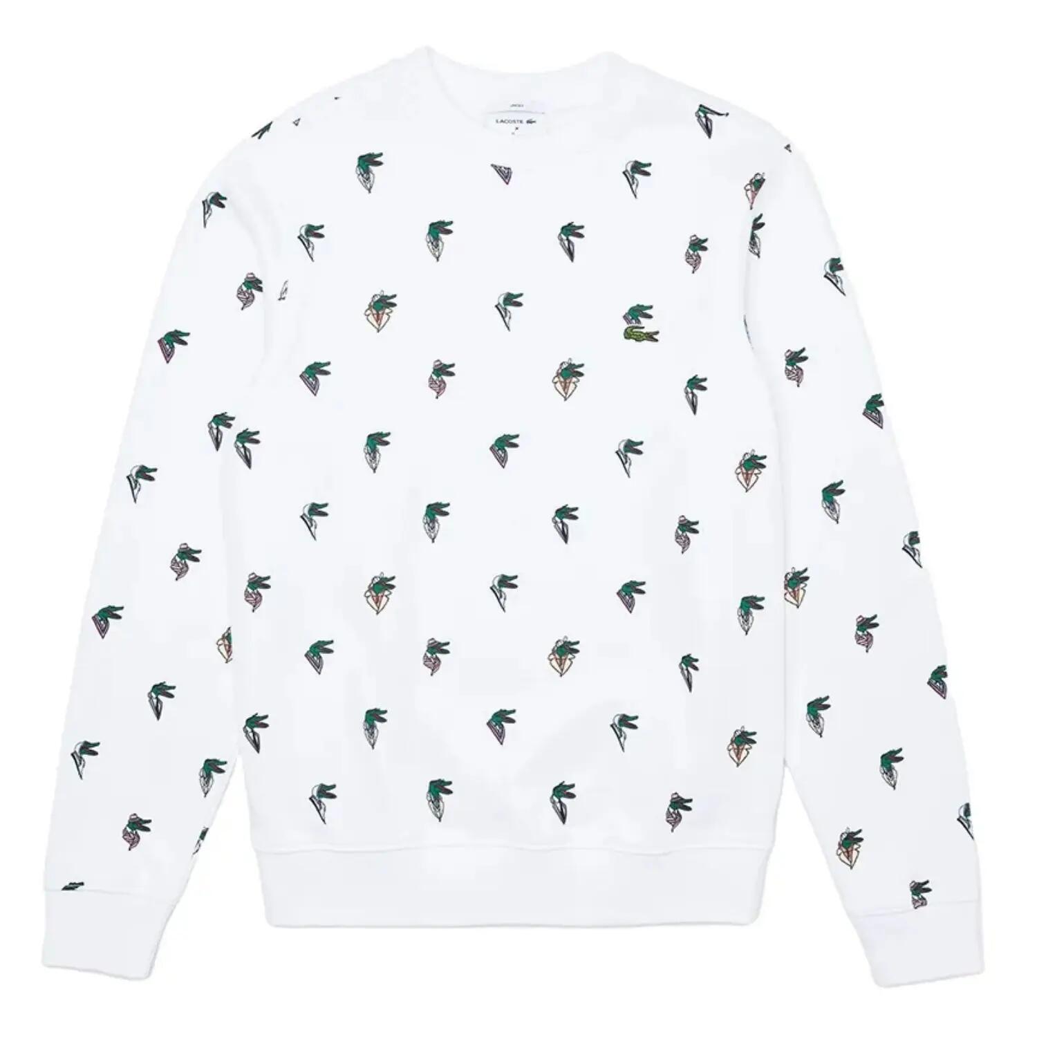 Bluza unisex Lacoste SH0406 din bumbac alb cu logo