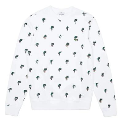 Felpa unisex Lacoste SH0406 bianca in cotone con logo