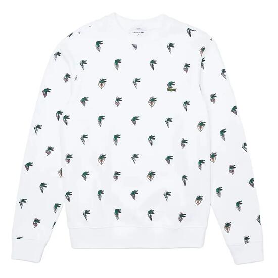 Felpa unisex Lacoste SH0406 bianca in cotone con logo