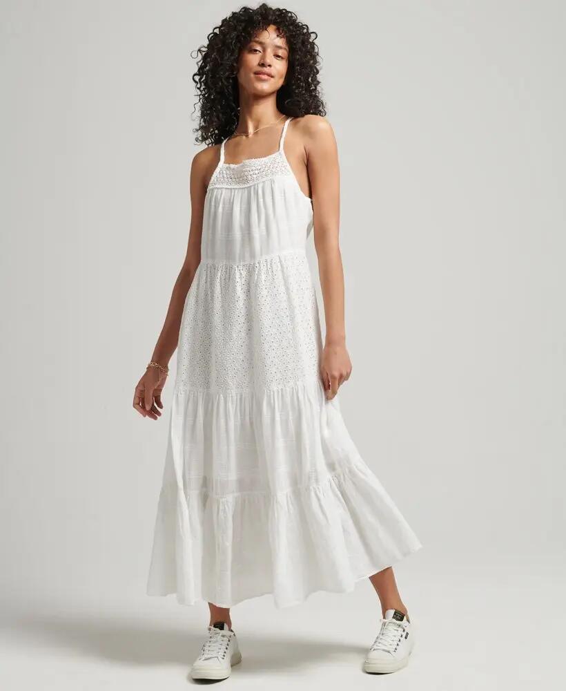 superdry Vestido maxi Vintage Lace Cami em algodão branco 2/6