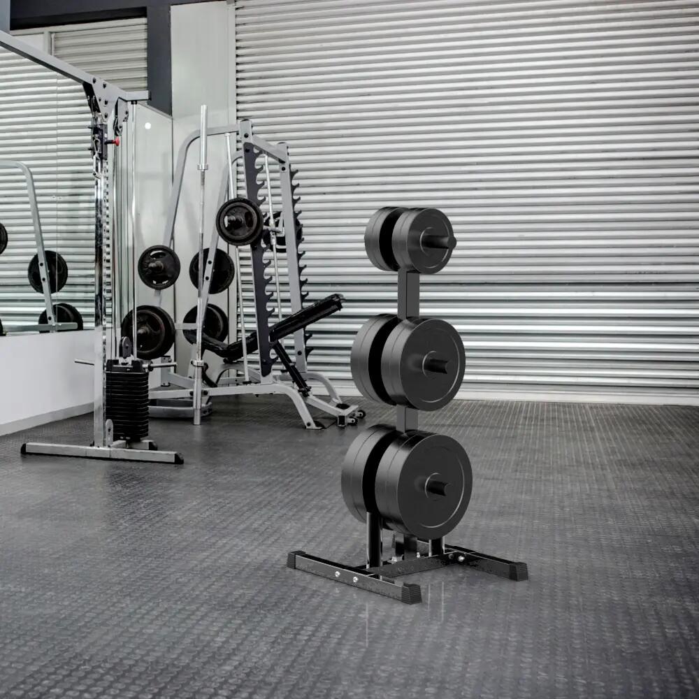 Rangement pour disques musculation avec 2 supports barres capacité 400 kg noir 11/11
