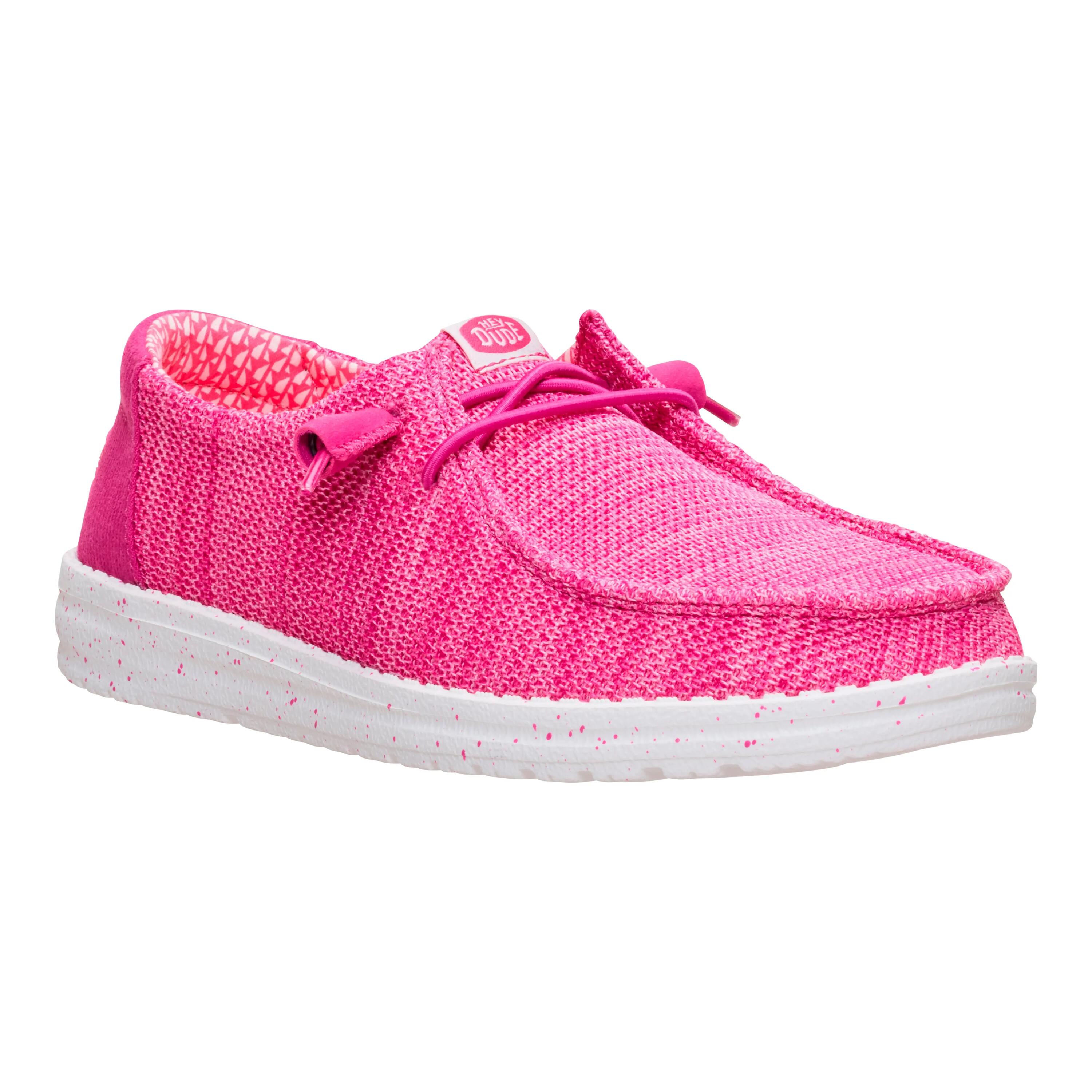HEYDUDE Wendy Stretch Sox Polyester Women's Fuchsia Pink Moccasins Shoes 5/5