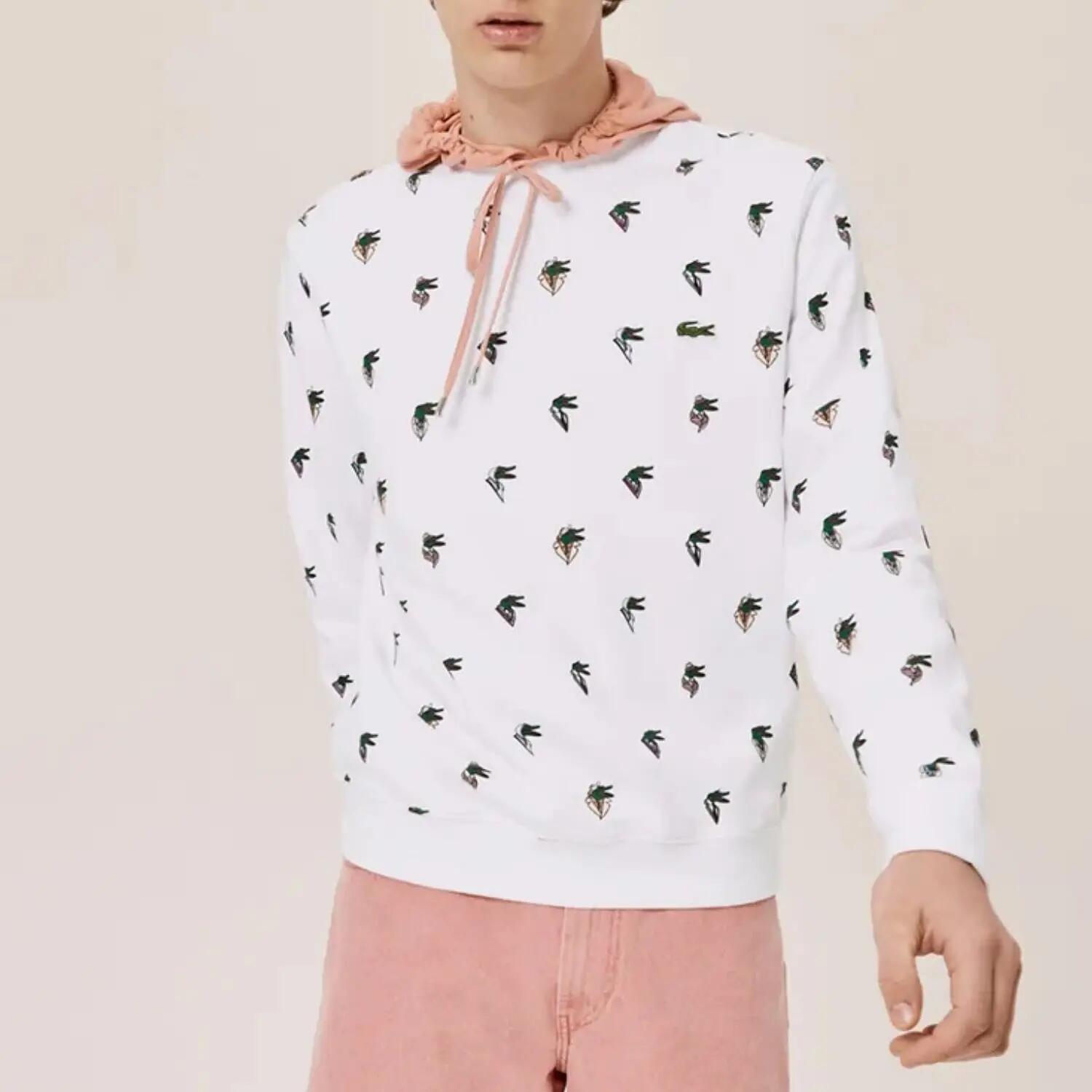 Sweatshirt unisexe Lacoste SH0406 blanc en coton avec logo 3/5