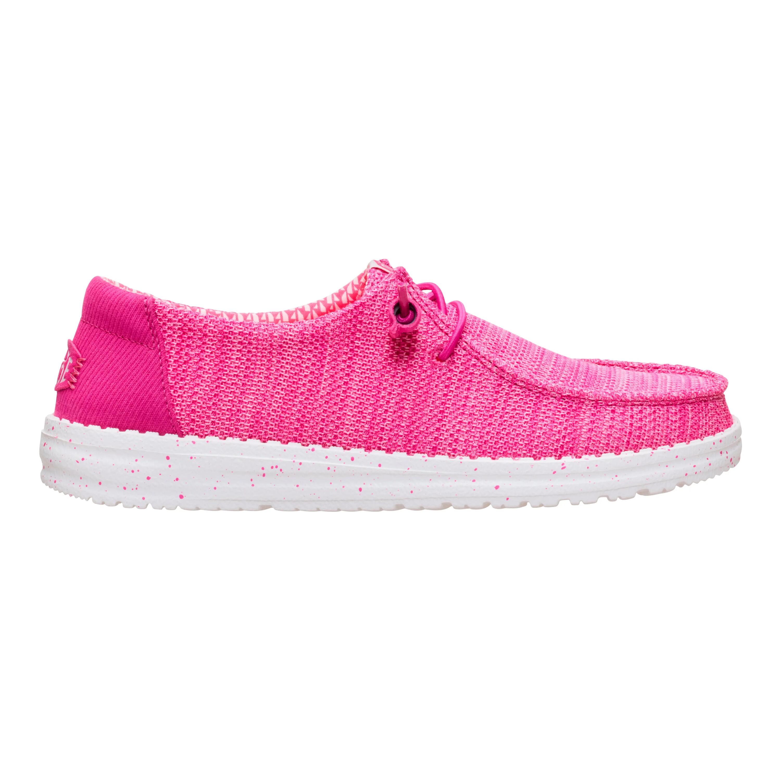 HEYDUDE Wendy Stretch Sox Polyester Women's Fuchsia Pink Moccasins Shoes 4/5
