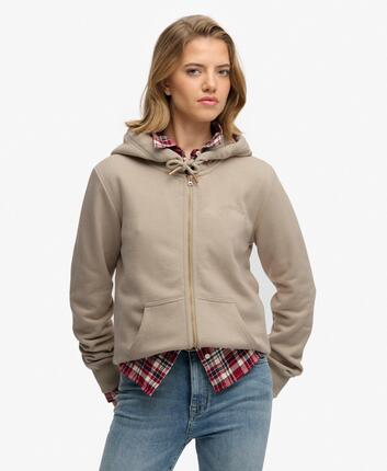 superdry Damen Zip-Hoodie Essential Logo Half Brushed – ECLIPSE Marineblau