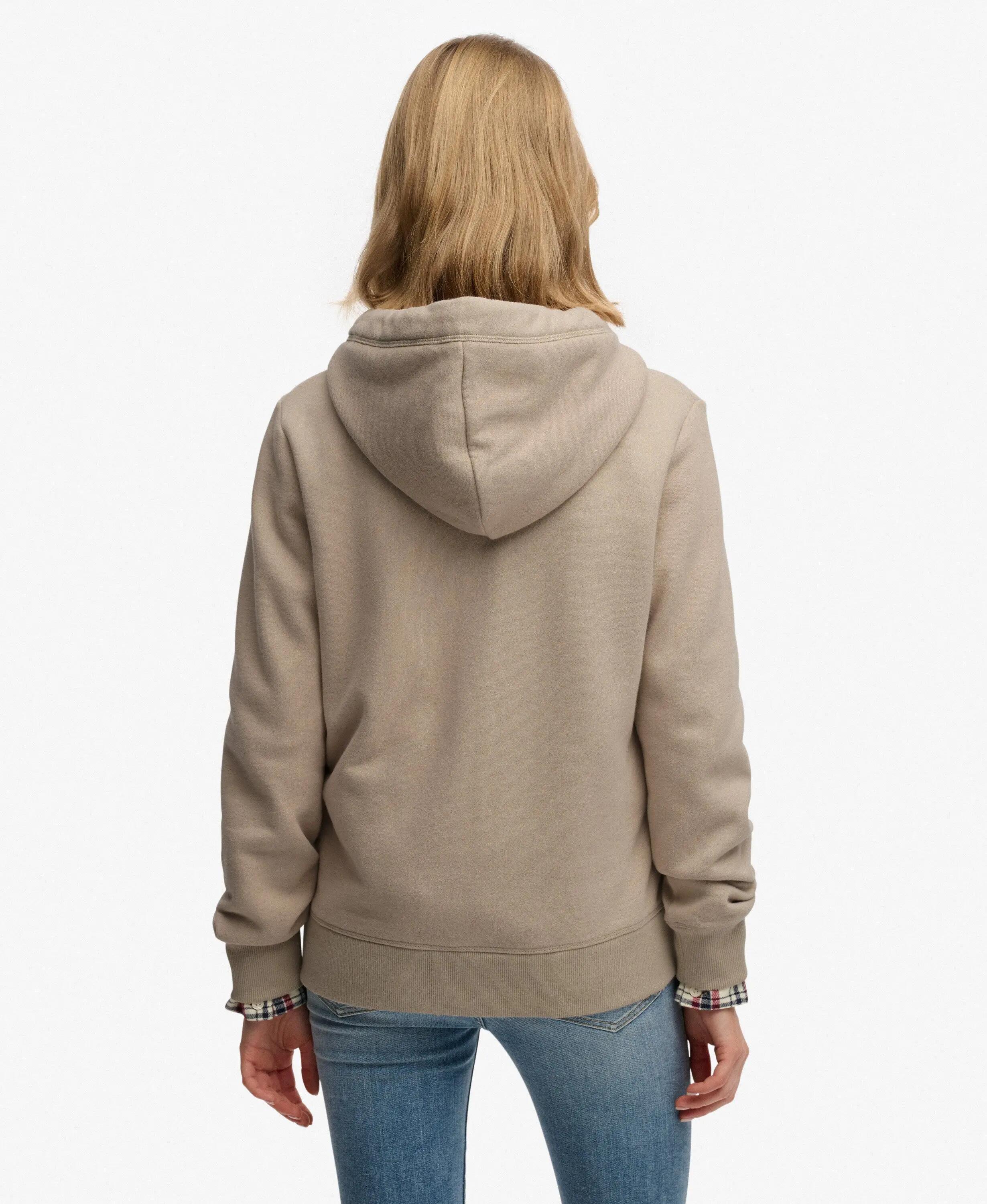 superdry Sweat com capuz e fecho Essential Logo Half Brushed – Feather Grey 5/7