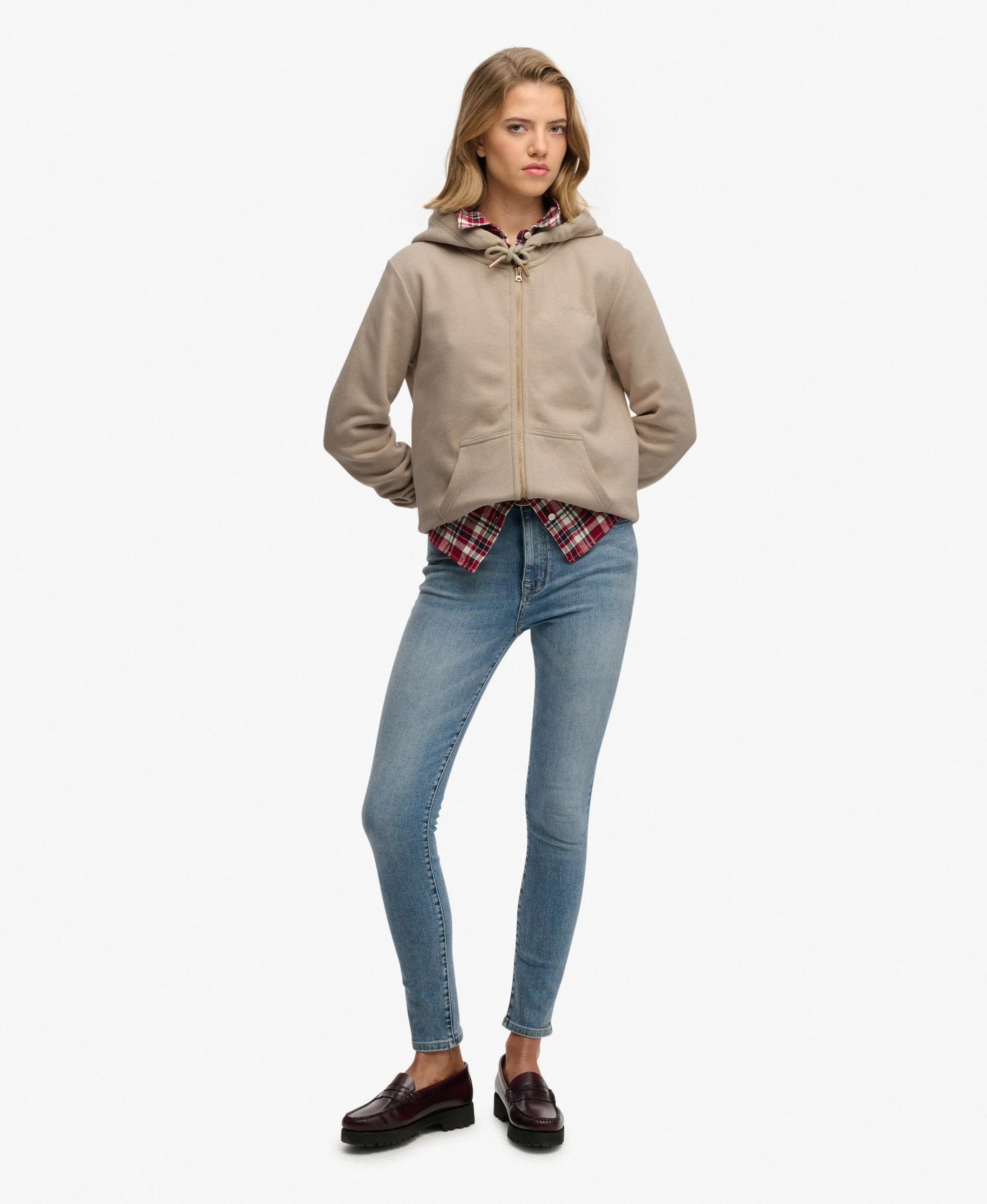 superdry Sweat com capuz e fecho Essential Logo Half Brushed – Feather Grey 3/7