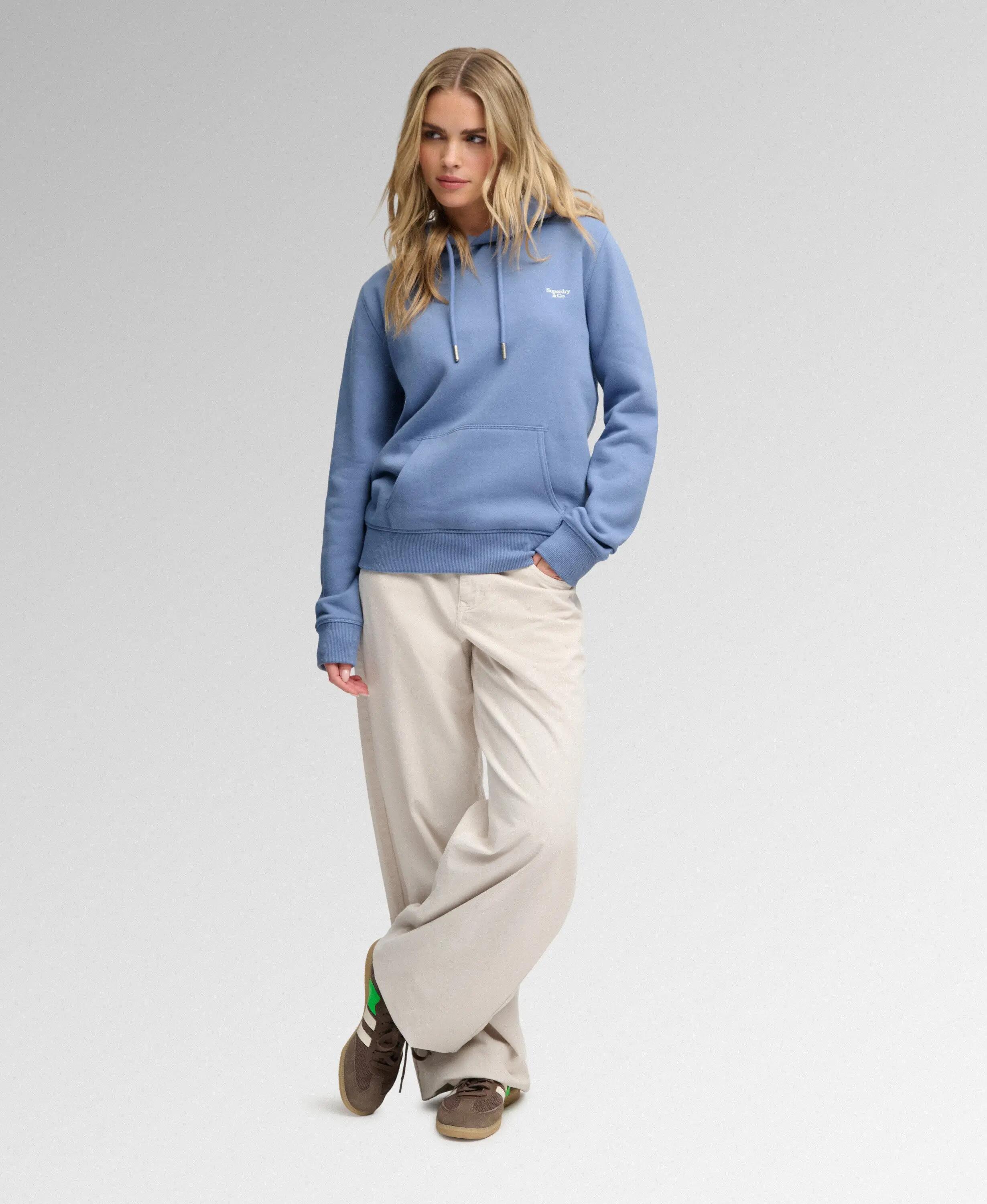 superdry Sweat à capuche Signature brodé en coton recyclé – Tidal Blue 3/7