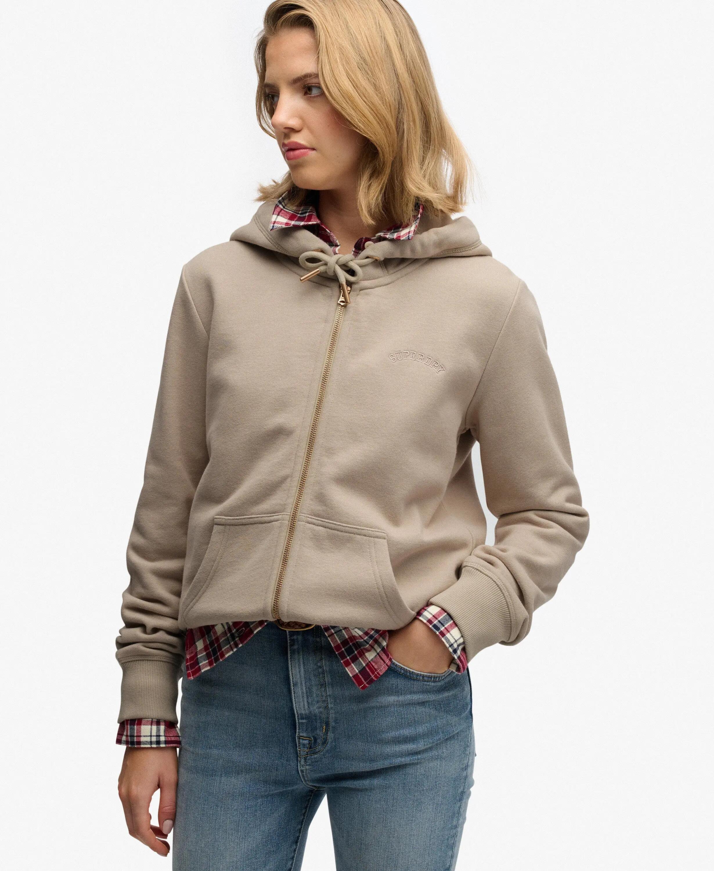 superdry Sweat com capuz e fecho Essential Logo Half Brushed – Feather Grey 2/7