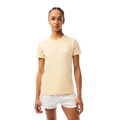 Dames lacoste katoenen gele t-shirt