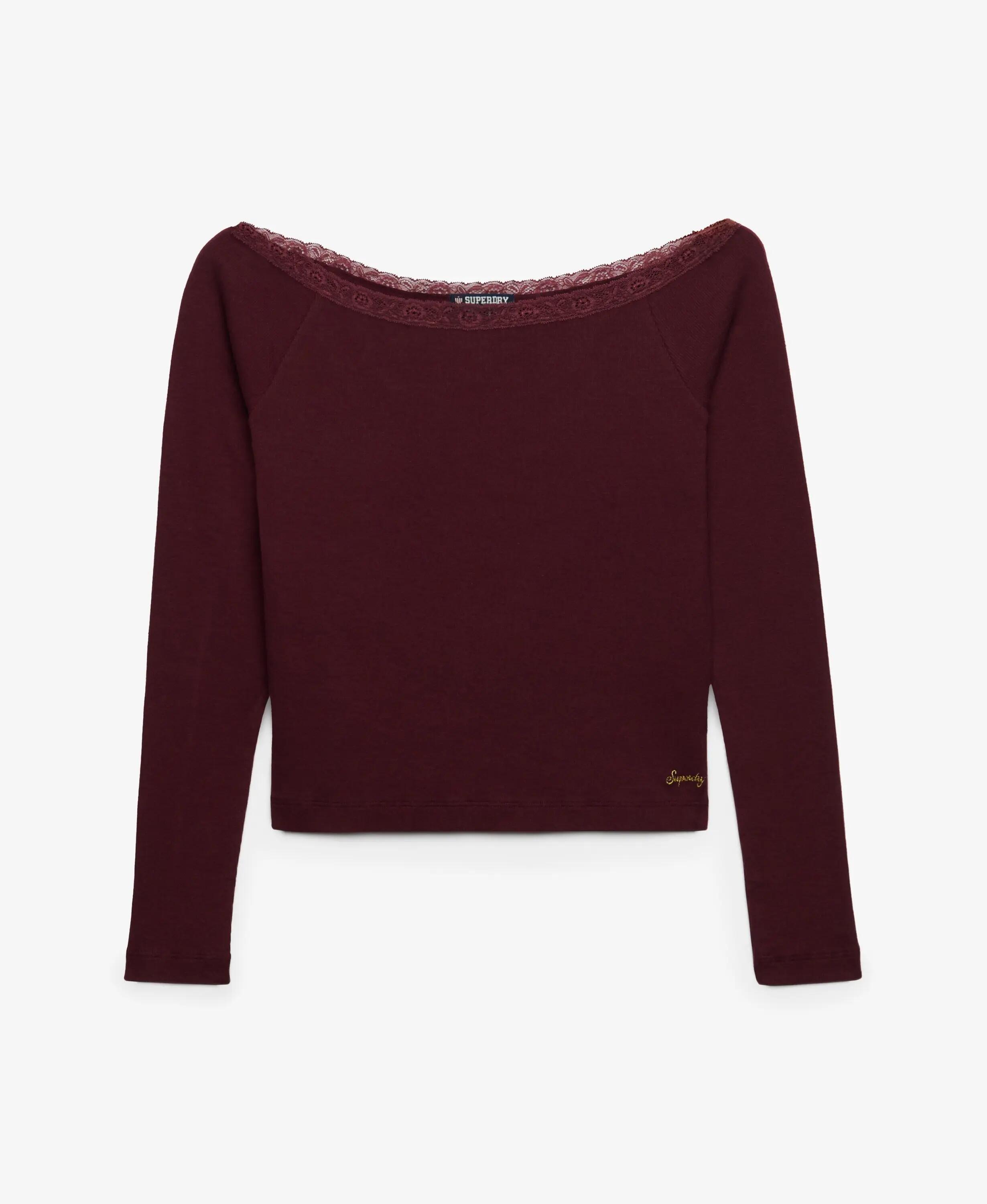 superdry Haut manches longues Athletic Essentials en dentelle Port Red 7/7