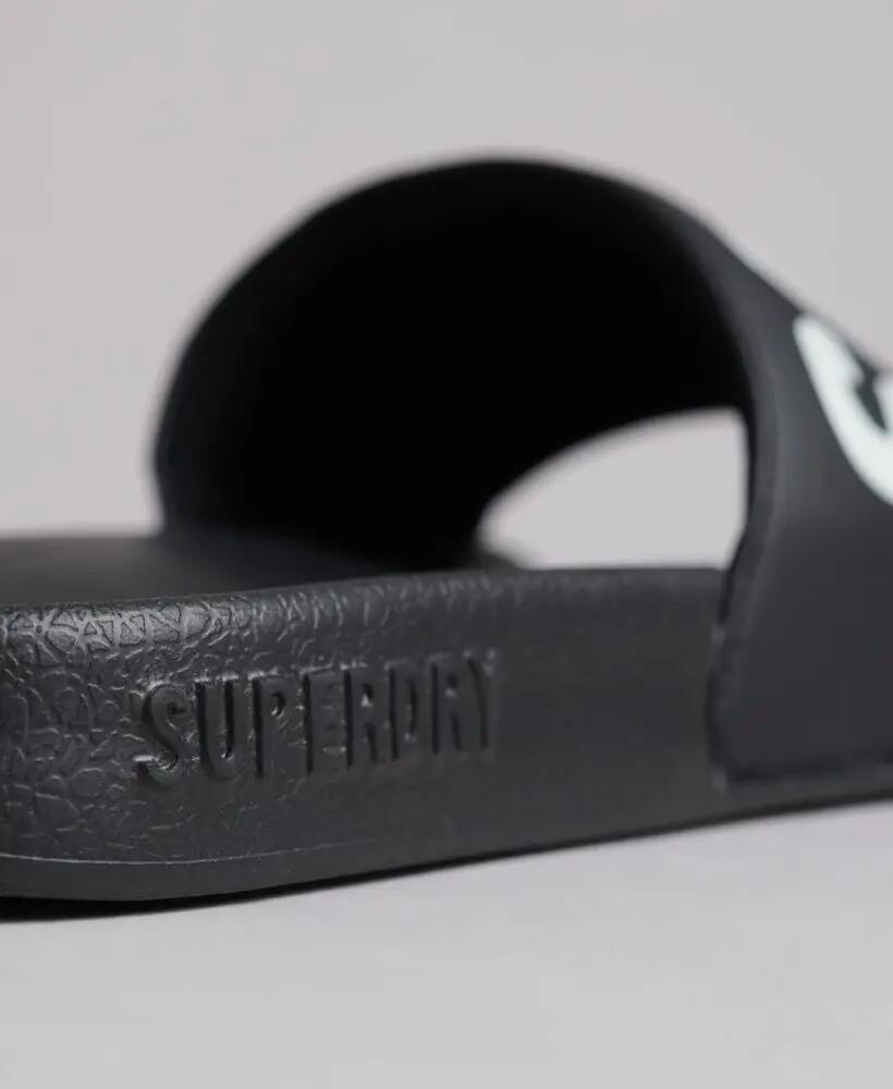 superdry Code Core Pool Sliders - Damen Flip Flops schwarz/weiß mit Logo – 5/5