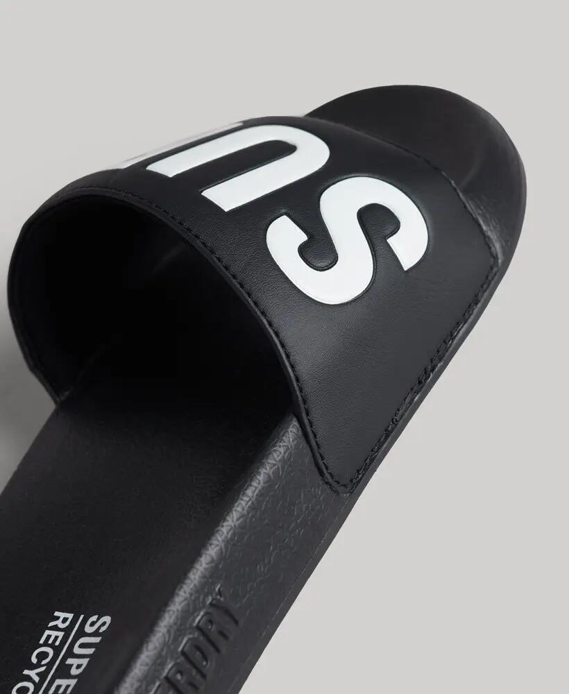 superdry Code Core Pool Sliders - Damen Flip Flops schwarz/weiß mit Logo – 4/5
